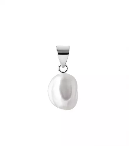 Perlenanhänger einzeln, weiß Keshi-Perle 8-9 mm, 925er Silber, Gaura Pearls, Estland